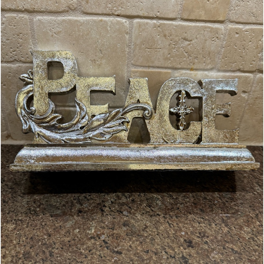 Vintage Silver Peace ☮️ Decor 10”x5.25x2.25 - Picture 2 of 10